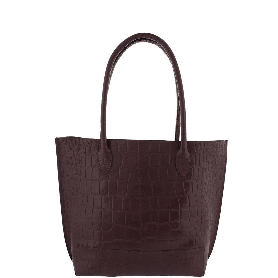 Gabee.com.au-Cobb & Co-TOKO CROC LEATHER TOTE-BLACK-Tote - 2