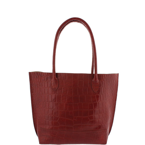 Gabee.com.au-Cobb & Co-TOKO CROC LEATHER TOTE-RED-Tote - 1