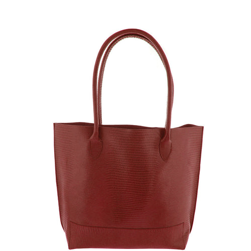 Gabee.com.au-Cobb & Co-RIA SNAKE LEATHER TOTE-RED-Tote - 1