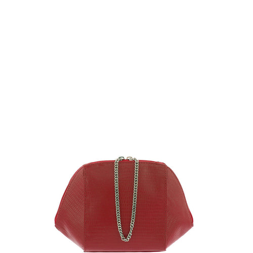 Gabee.com.au-Cobb & Co-VALENTINA SNAKE LEATHER GEOMETRIC CLUTCH-RED-Clutch - 1