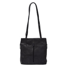 Load image into Gallery viewer, Gabee.com.au-Gabee-ELLIE LEATHER  CONVERTIBLE SHOULDER BAG/ BACKPACK-BLACK-Convertible Bag - 2
