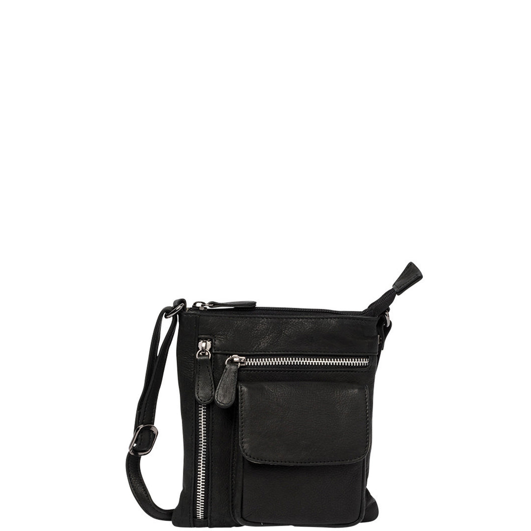 Gabee.com.au-Gabee-CRYSTAL CROSSBODY LEATHER BAG-BLACK-Crossbody Bag - 2