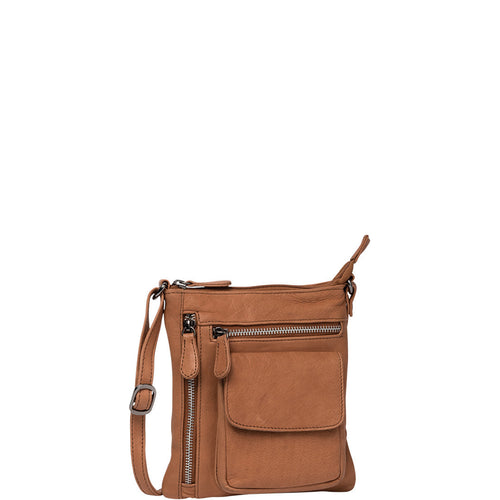 Gabee.com.au-Gabee-CRYSTAL CROSSBODY LEATHER BAG-TAN-Crossbody Bag - 1