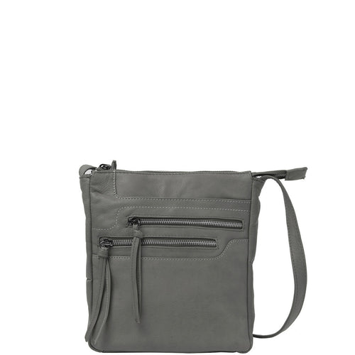 Gabee.com.au-Gabee-LUNA LEATHER CROSSBODY BAG-GREY-Crossbody Bag - 1