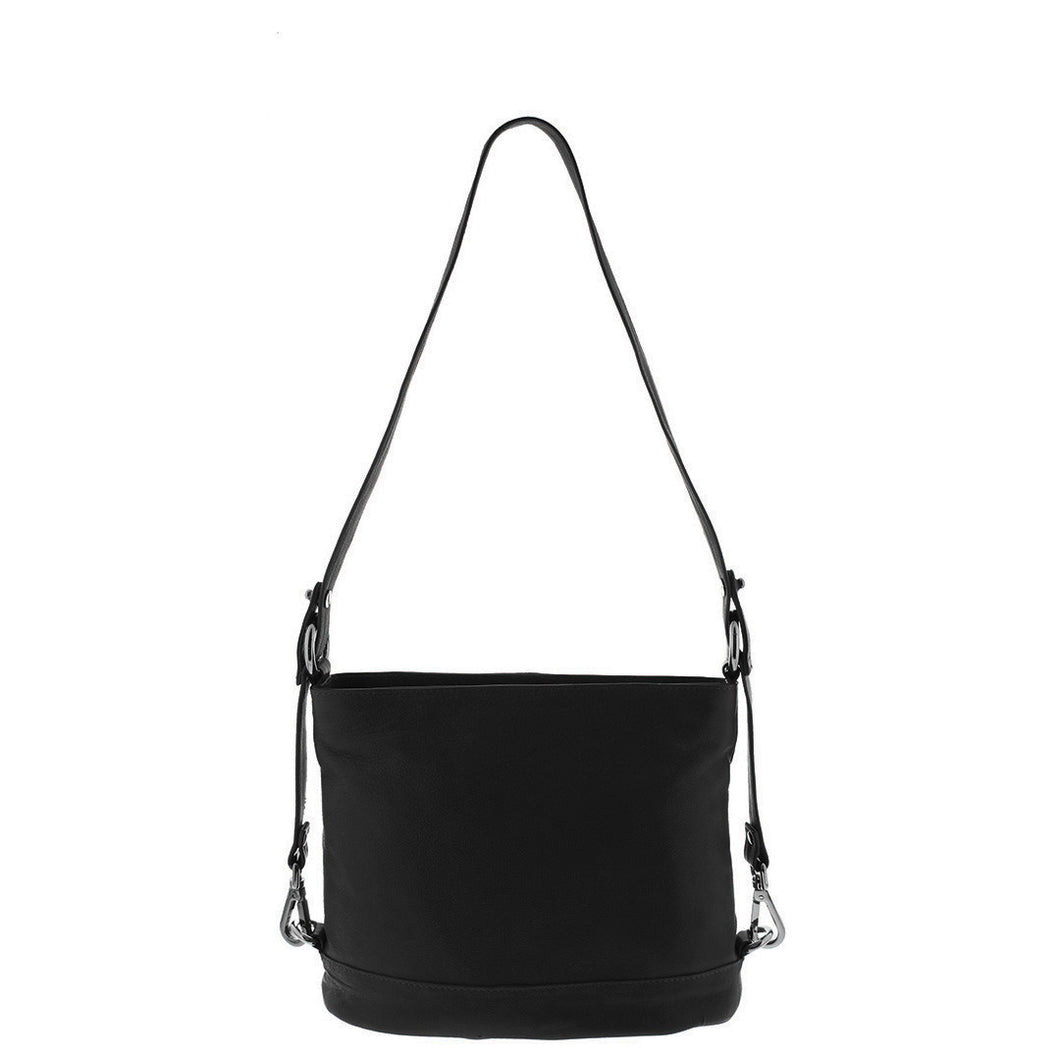 Gabee.com.au-Gabee-TARA CONVERTIBLE LEATHER SHOULDER / CROSSBODY-BLACK-Crossbody Bag - 2