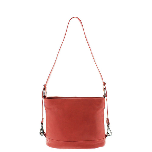 Gabee.com.au-Gabee-TARA CONVERTIBLE LEATHER SHOULDER / CROSSBODY-CORAL-Crossbody Bag - 1