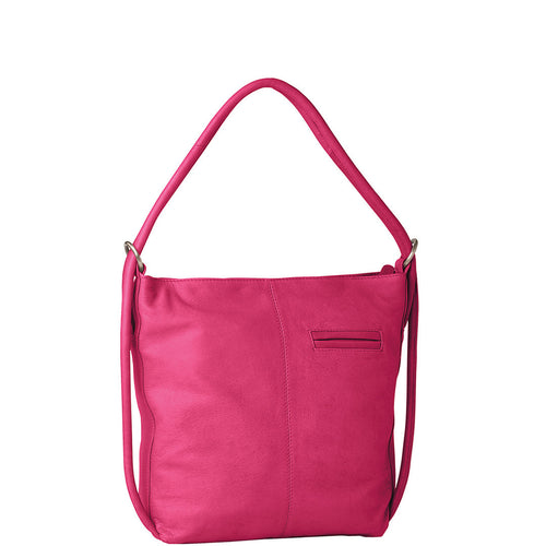 Gabee.com.au-Gabee-INDIANA LEATHER CONVERTIBLE HANDBAG BACKPACK-FUCHSIA-Convertible Bag - 1