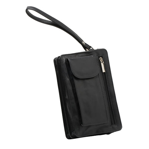 Gabee.com.au-Gabee-HENRY LEATHER ORGANISER BAG-BLACK-Travel Organiser